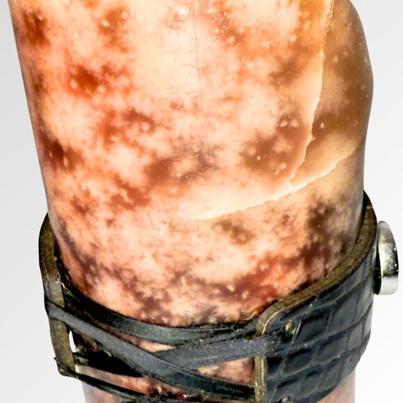 CHROME ANGELS Brown Candle with Leather and Swarovski Crystals on Chrome - Picture 14 of 16